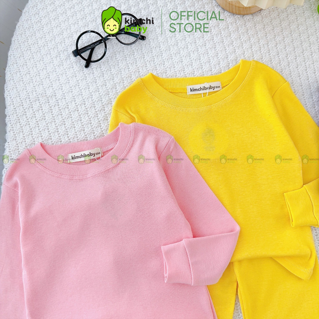 Đồ Bộ Dài Tay Bé Gái, Bé Trai KIMCHIBABY Vải Cotton Borip Bo Gấu, Bộ Quần Áo Cho Bé Mặc Nhà Thu Đông MKMTD2213