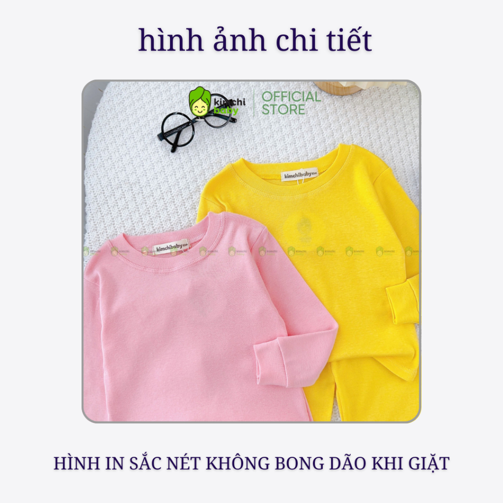 Đồ Bộ Dài Tay Bé Gái, Bé Trai KIMCHIBABY Vải Cotton Borip Bo Gấu, Bộ Quần Áo Cho Bé Mặc Nhà Thu Đông MKMTD2213