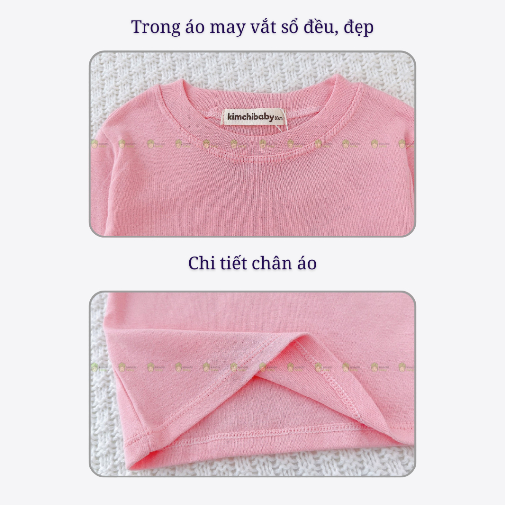 Đồ Bộ Dài Tay Bé Gái, Bé Trai KIMCHIBABY Vải Cotton Borip Bo Gấu, Bộ Quần Áo Cho Bé Mặc Nhà Thu Đông MKMTD2213