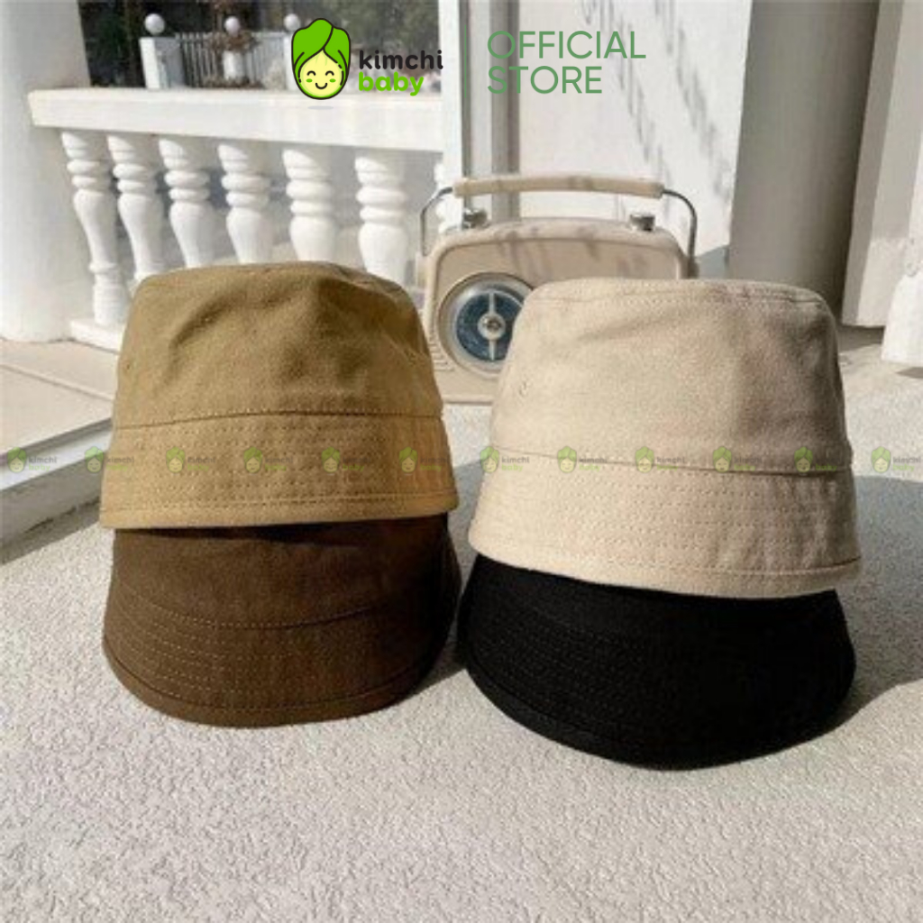 Mũ Cho Bé Gái Bé Trai Bucket Kaki KIMCHIBABY, Nón Vành Cho Bé Phù Hợp Trẻ Em Từ 1 Đến 6 Tuổi Phong Cách Hàn Quốc MU01