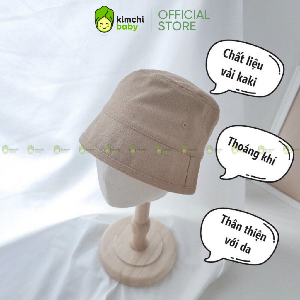 Mũ Cho Bé Gái Bé Trai Bucket Kaki KIMCHIBABY, Nón Vành Cho Bé Phù Hợp Trẻ Em Từ 1 Đến 6 Tuổi Phong Cách Hàn Quốc MU01