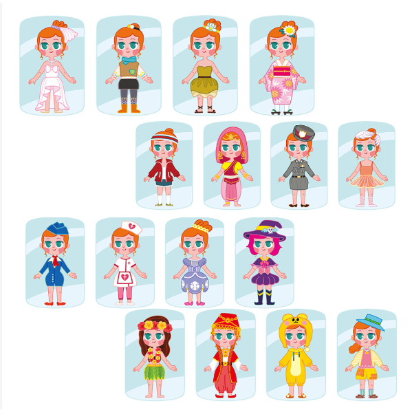 Đồ chơi ghép hình nam châm thiết kế thời trang công chúa bằng gỗ cho bé Loại 1 2 ngăn, Đồ chơi thay trang phục công chúa