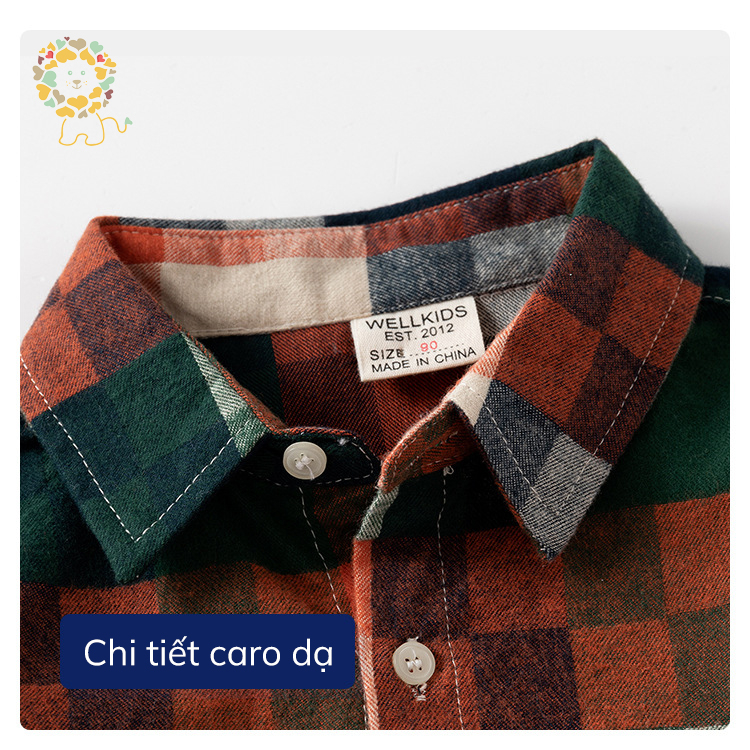 Sơmi cho bé sơ mi dài tay cho bé trai từ 2 đến 8 tuổi WELLKIDS WAPYPY mẫu 2023