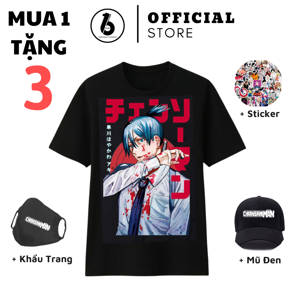 Áo Chainsaw Man, Áo Denji, Makima, Power, Pochita mua 1 tặng 3, Cực đẹp, Chất liệu thoáng mát co dãn