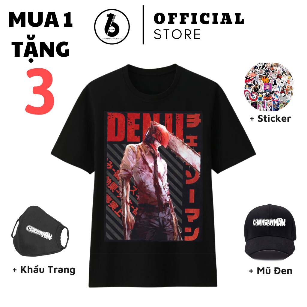 Áo Chainsaw Man, Áo Denji, Makima, Power, Pochita mua 1 tặng 3, Cực đẹp, Chất liệu thoáng mát co dãn