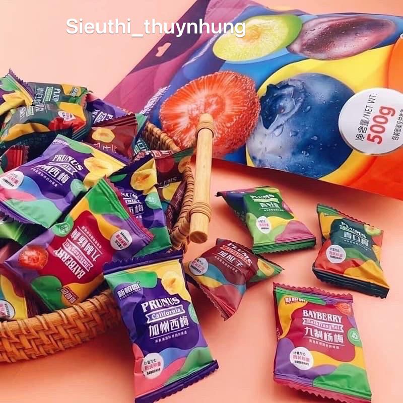 Kẹo Ô Mai Mix 6 Vị 500g-408g Chua Chua Ngọt Ngọt Ăn Là Mê