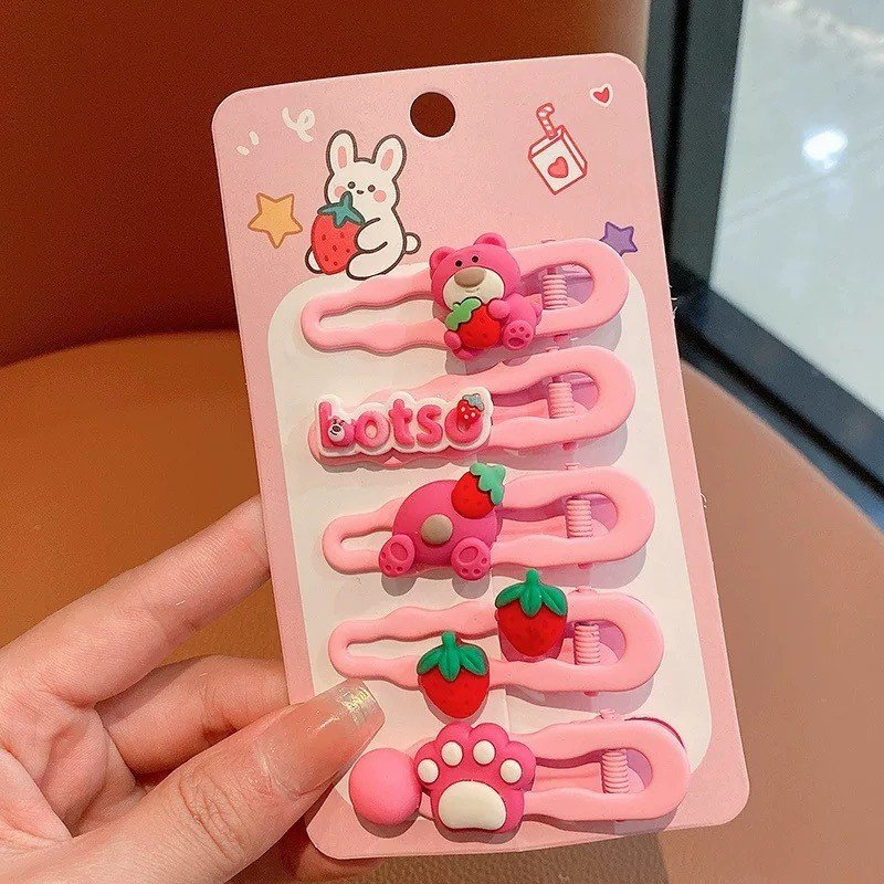 5 Kẹp lượn sóng đính Icon chất liệu kim loại màu sắc đáng yêu cho nữ