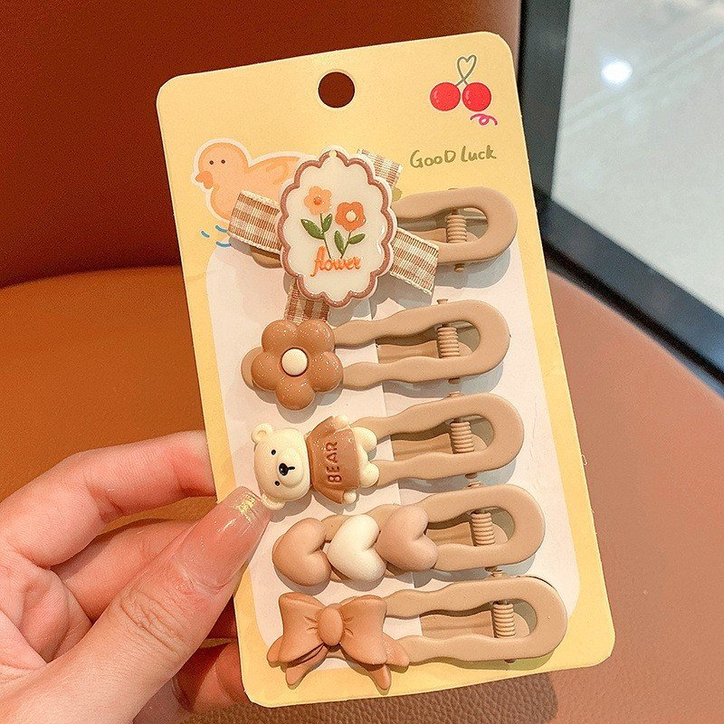 5 Kẹp lượn sóng đính Icon chất liệu kim loại màu sắc đáng yêu cho nữ