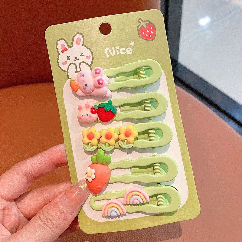 5 Kẹp lượn sóng đính Icon chất liệu kim loại màu sắc đáng yêu cho nữ