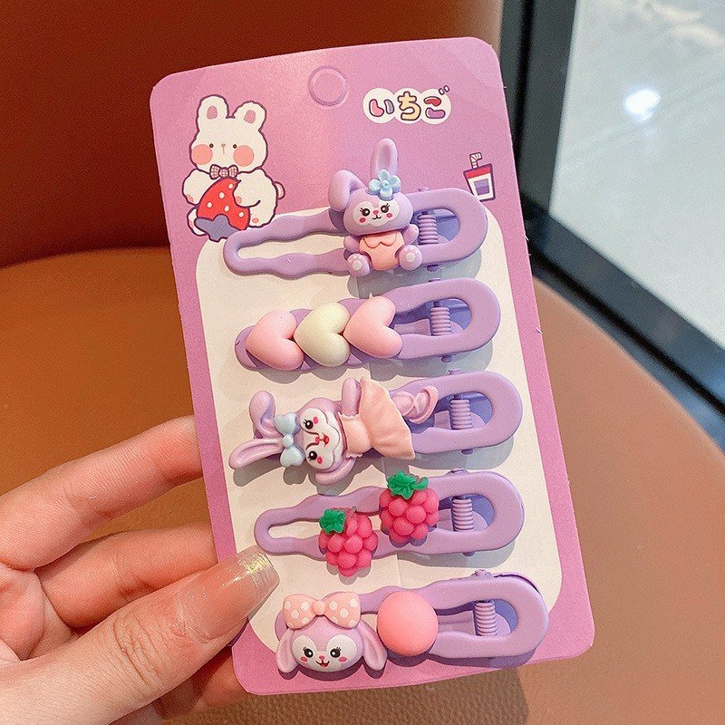 5 Kẹp lượn sóng đính Icon chất liệu kim loại màu sắc đáng yêu cho nữ