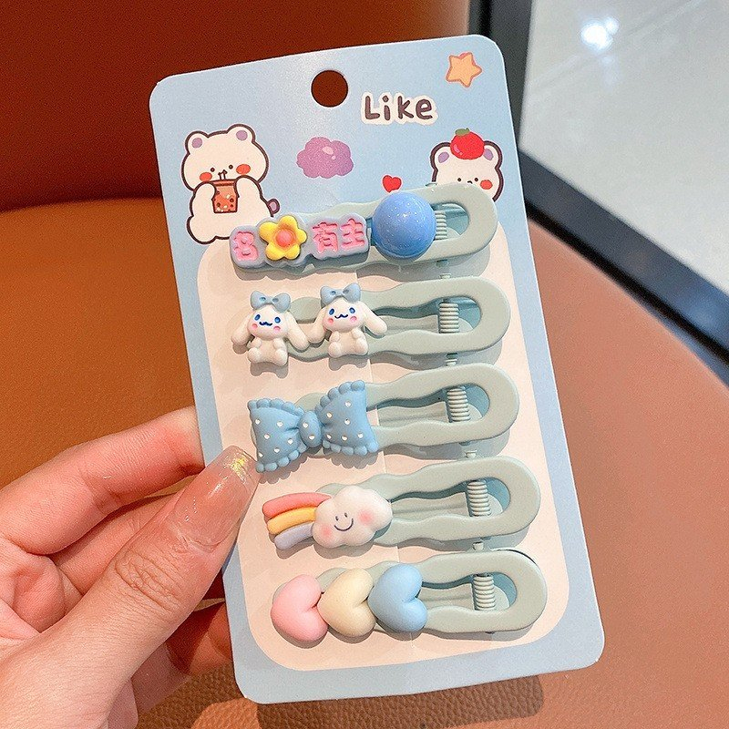 5 Kẹp lượn sóng đính Icon chất liệu kim loại màu sắc đáng yêu cho nữ