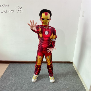 Hm1255 trang phục siêu anh hùng người sắt ironman độn cơ bắp kèm mặt nạ đèn cho bé trai