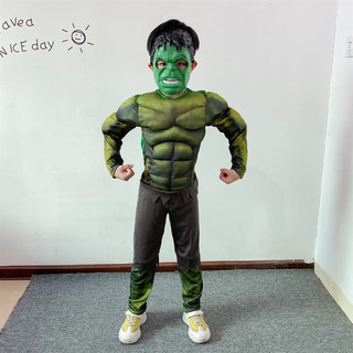 Hm1254 trang phục hóa trang siêu anh hùng khổng lồ xanh hulk độn cơ bắp kèm mặt nạ đèn cho bé trai