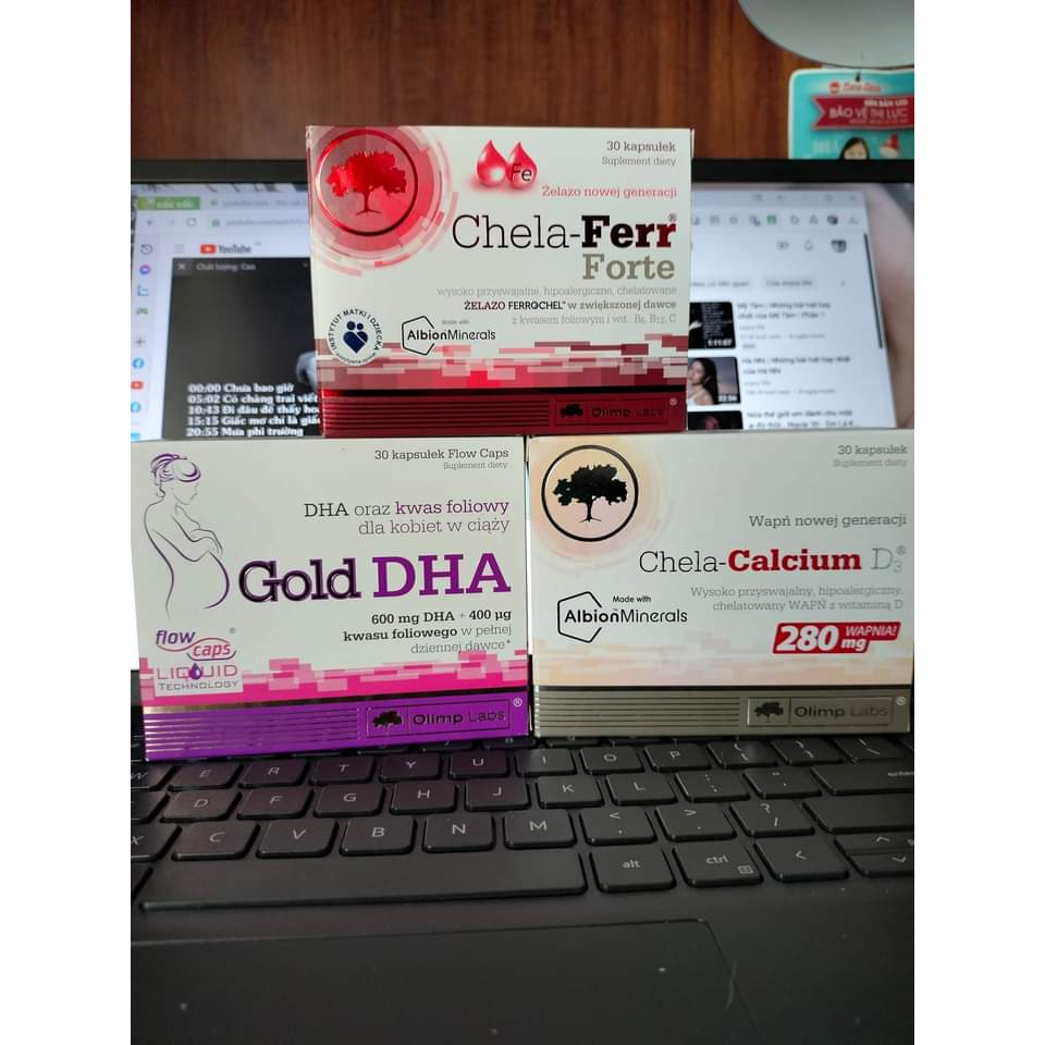 Canxi Chela Calcium D3 Và sắt chela ferr , Gold DHA Cho Bà Bầu , sau sinh