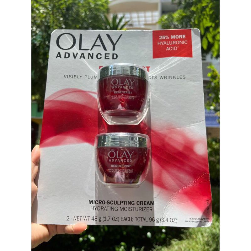 [Bill Mỹ] Set 2 hộp Kem dưỡng da chống lão hóa OLAY Regenerist Micro - Sculpting Cream (48g) ban đêm màu đỏ