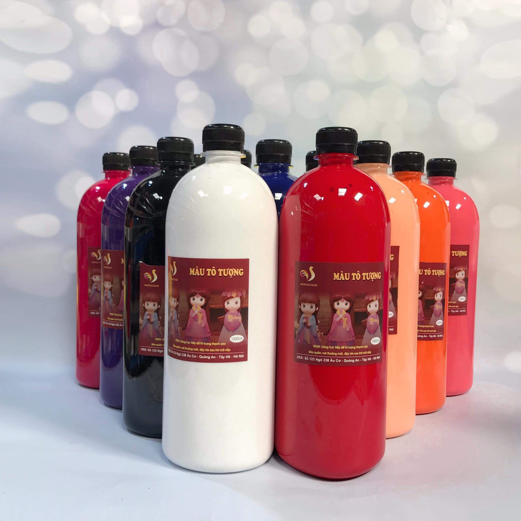 Màu Tô tượng kim tuyến HUNGACOLOR  loại pha sẵn chai 1000ml có vòi nhấn đi kèm