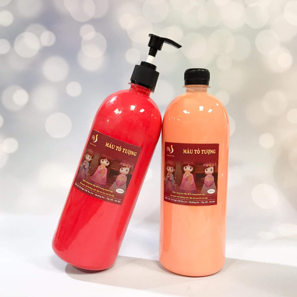 Màu Tô tượng kim tuyến HUNGACOLOR  loại pha sẵn chai 1000ml có vòi nhấn đi kèm