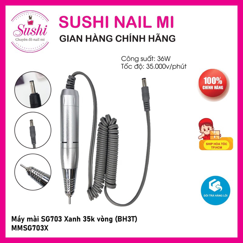 Máy mài móng tích điện SG703 35,000 vòng bảo hành 3 tháng – Sushi nail mi