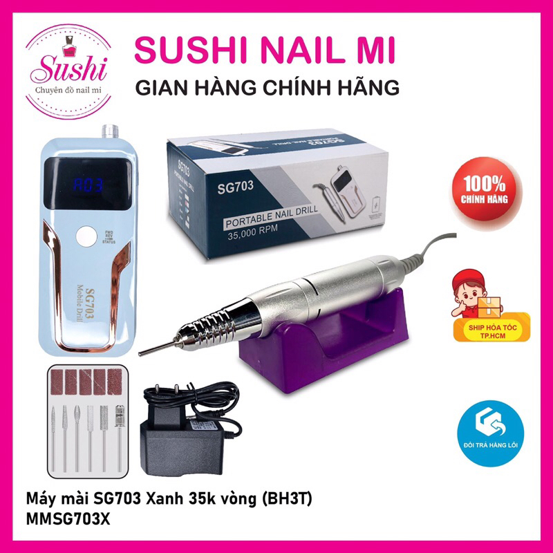 Máy mài móng tích điện SG703 35,000 vòng bảo hành 3 tháng – Sushi nail mi