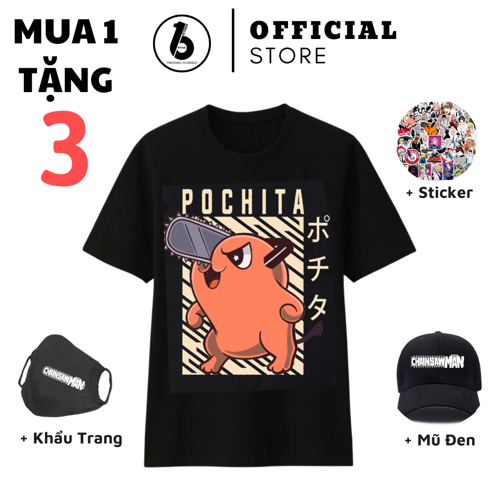 Áo Chainsaw Man, Áo Denji, Makima, Power, Pochita mua 1 tặng 3, hình in cực đẹp, Chất vải thoáng mát