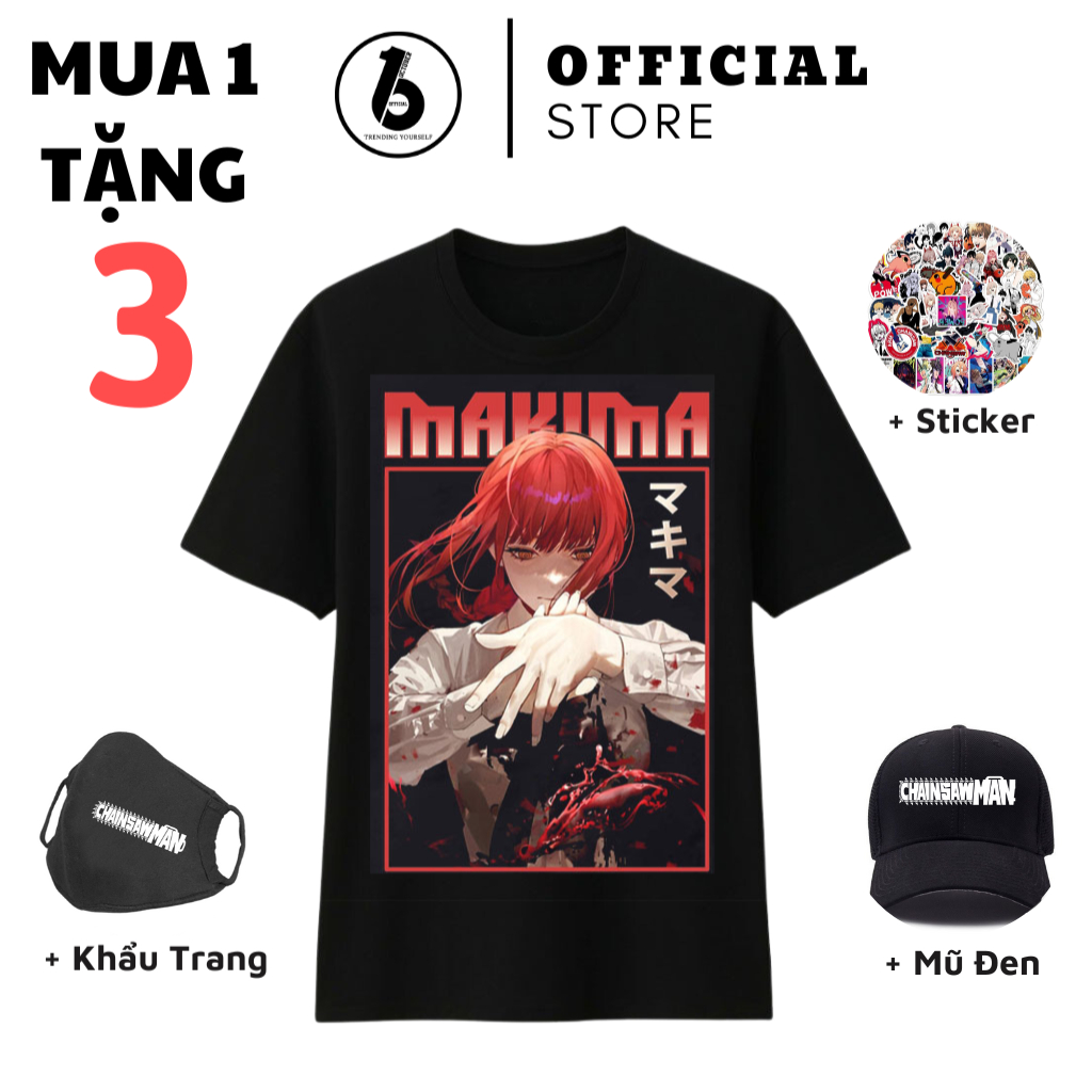 Áo Chainsaw Man, Áo Denji, Makima, Power, Pochita mua 1 tặng 3, hình in cực đẹp, Chất vải thoáng mát