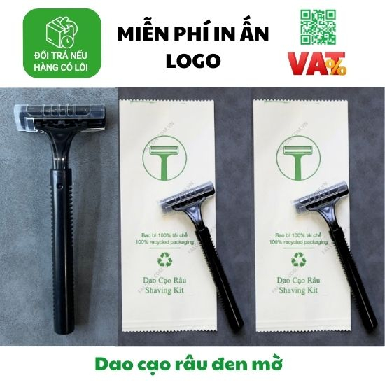 Dao cạo râu dùng 1 lần. Bộ đen mờ kèm túi kraft trắng MIỄN PHÍ IN ẤN LOGO [SỐ LƯỢNG MUA HÀNG TỐI THIỂU 100 BỘ]