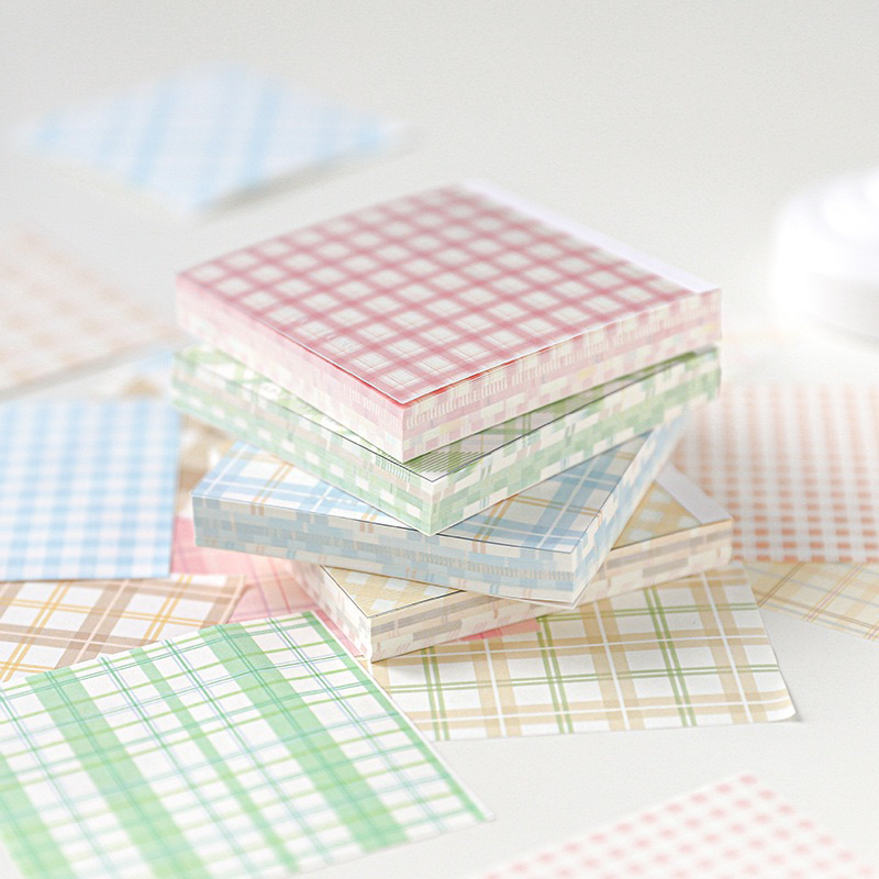 Giấy Note Giấy Ghi Chú 100 Tờ Hoạ Tiết Caro Màu Pastel 2023