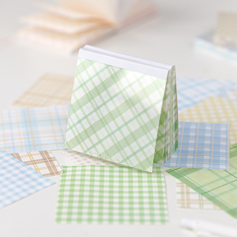 Giấy Note Giấy Ghi Chú 100 Tờ Hoạ Tiết Caro Màu Pastel 2023