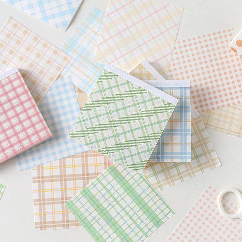 Giấy Note Giấy Ghi Chú 100 Tờ Hoạ Tiết Caro Màu Pastel 2023