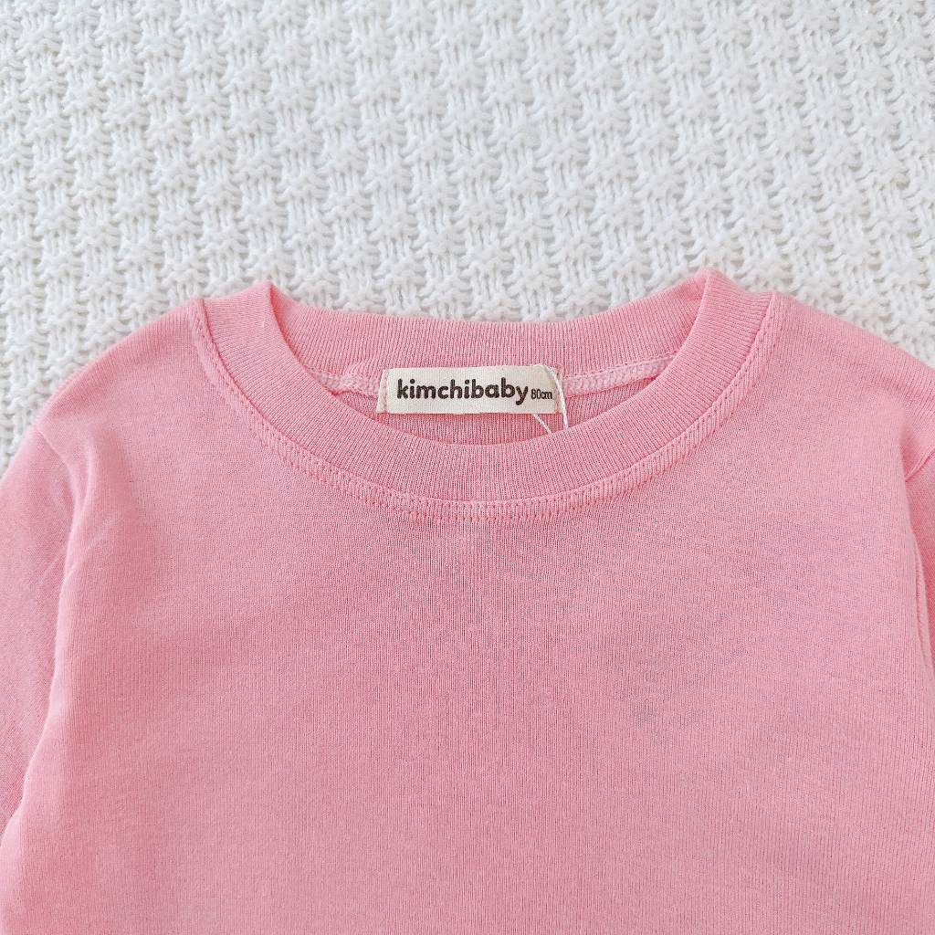 Bộ Quần Áo Bé Gái, Bé Trai KIMCHIBABY Vải Cotton Borip Bo Gấu, Bộ Dài Tay Cho Bé Mặc Nhà Thu Đông MKMTD2213