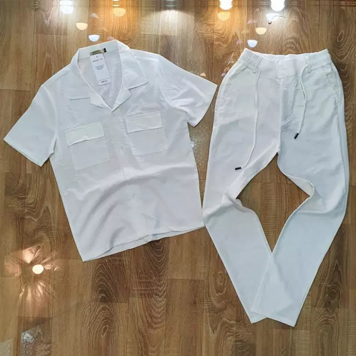 Bộ Quần Áo Đũi Nam Màu Đen Cổ bẻ chất vải đũi thái loại dày 1 màu