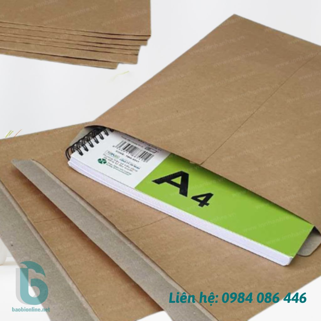 1 BAO THƯ NẮP NGANG GIẤY KRAFT NHẬT LÁN MỊN KHỔ A4 25 x 35 CM - BAOBIONLINE