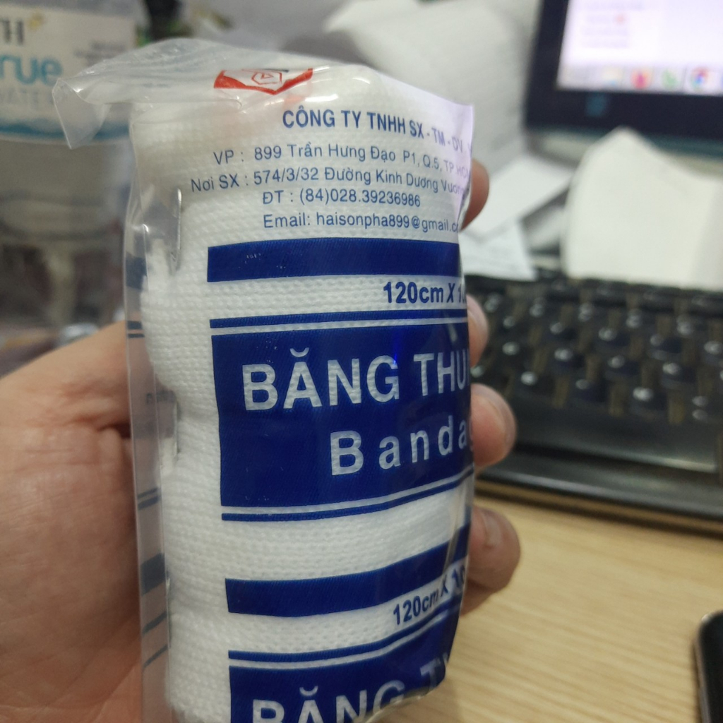 Băng thun y tế Bandage Hải Sơn Pha 3 móc, băng chun 120cm x 10cm