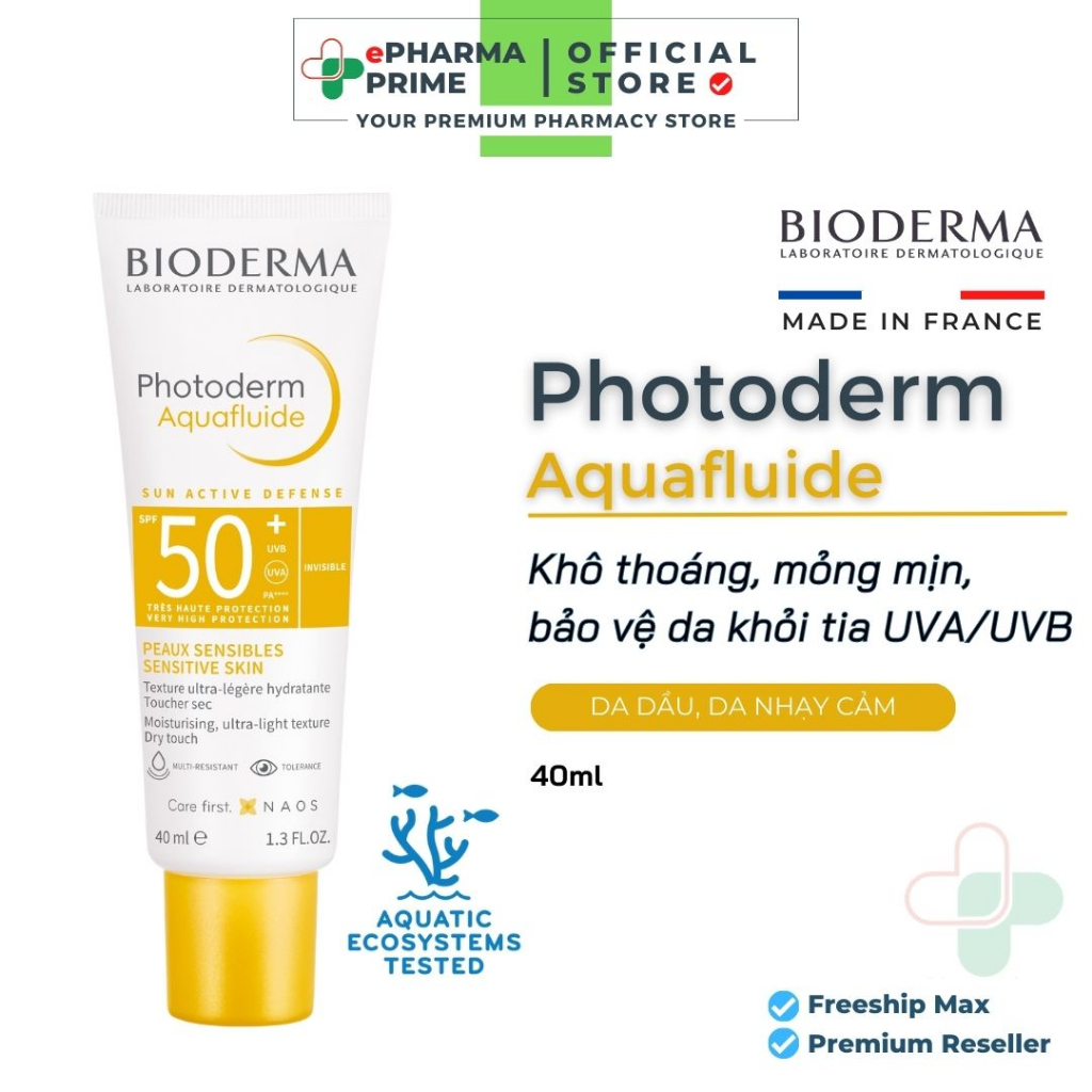 Kem Chống Nắng Bioderma Photoderm Max Aquafluide SPF 50+ Dành Cho Da Dầu Nhạy Cảm 40ml
