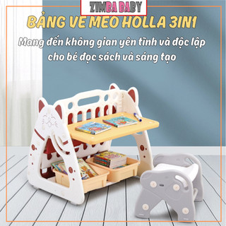 Bảng vẽ mèo đa năng Holla 3in1 HL16111 tích hợp bàn học kệ sách bảng vẽ cho bé Zimbababy
