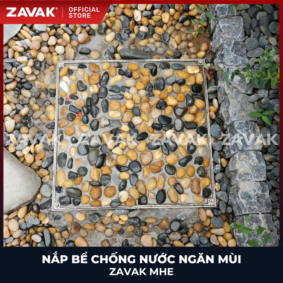 Nắp Bể Ngầm Inox 70x70cm ZAVAK MHE*-70 Nắp bể nước âm sàn, Nắp hố ga ngăn mùi hôi. Inox 304. Lát gạch 3 cm
