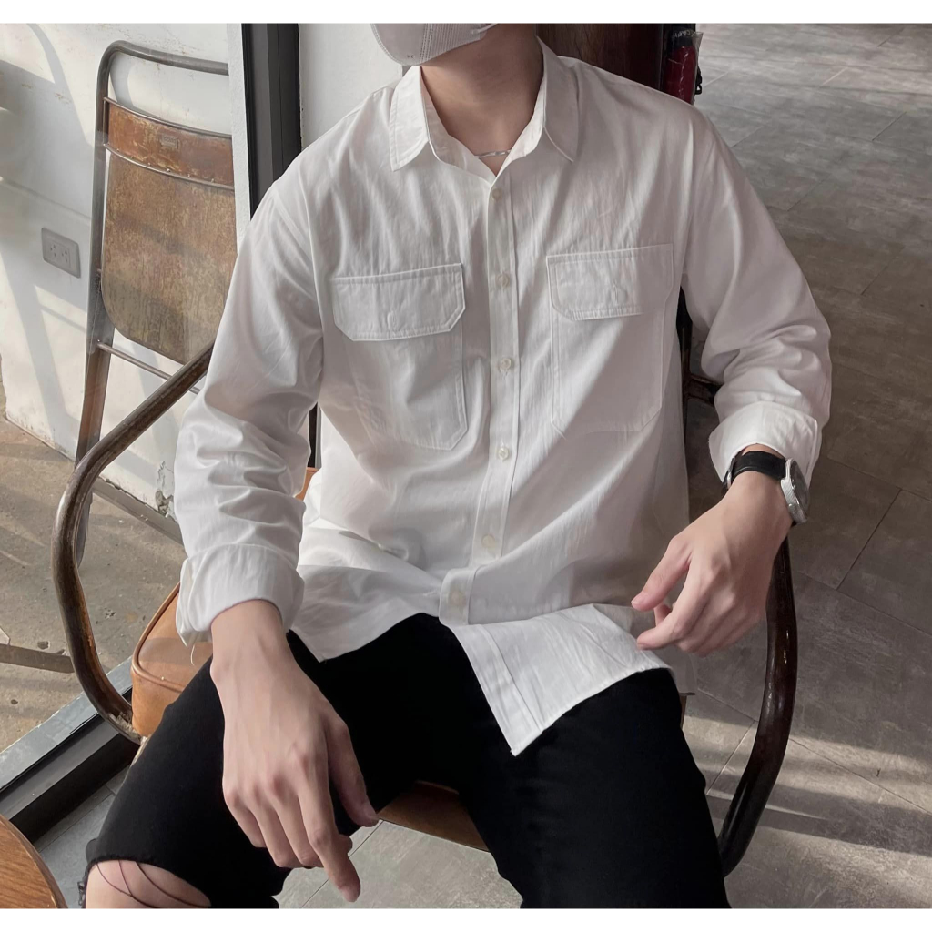 Áo Sơ Mi Đũi Nam 2 Túi Ngực ZUTEE Form Rộng Vải Đũi Dài Tay Thời Trang Hàn Quốc
