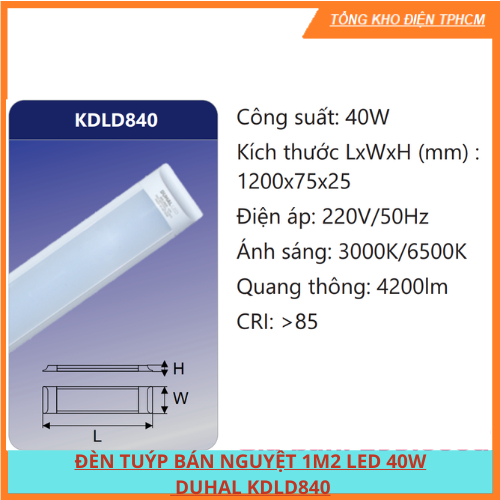 ĐÈN LED BÁN NGUYỆT DUHAL 1M2 40W KDL84056 Ánh Sáng Trắng hàng chính hãng