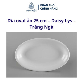 Dĩa oval ảo 25 cm – daisy lys – trắng ngà- gốm sứ cao cấp minh long i