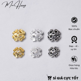 Charm bạc ốp hoa cánh trái tim 6-8mm - mh091
