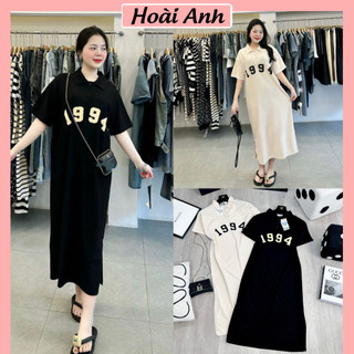 Váy Phông Suông Polo 1994 Cúc Cài Cổ Ngắn Tay Đầm Xuông Thụng Rộng Dáng Dài Freesize