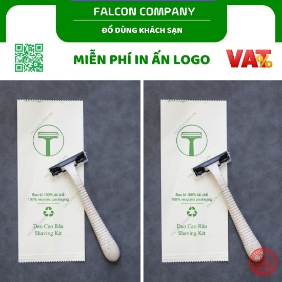 100 Dao cạo râu lúa mạch, dao cạo râu 2 lưỡi, dao cạo râu dùng 1 lần đóng túi giấy trắng kem cao cấp