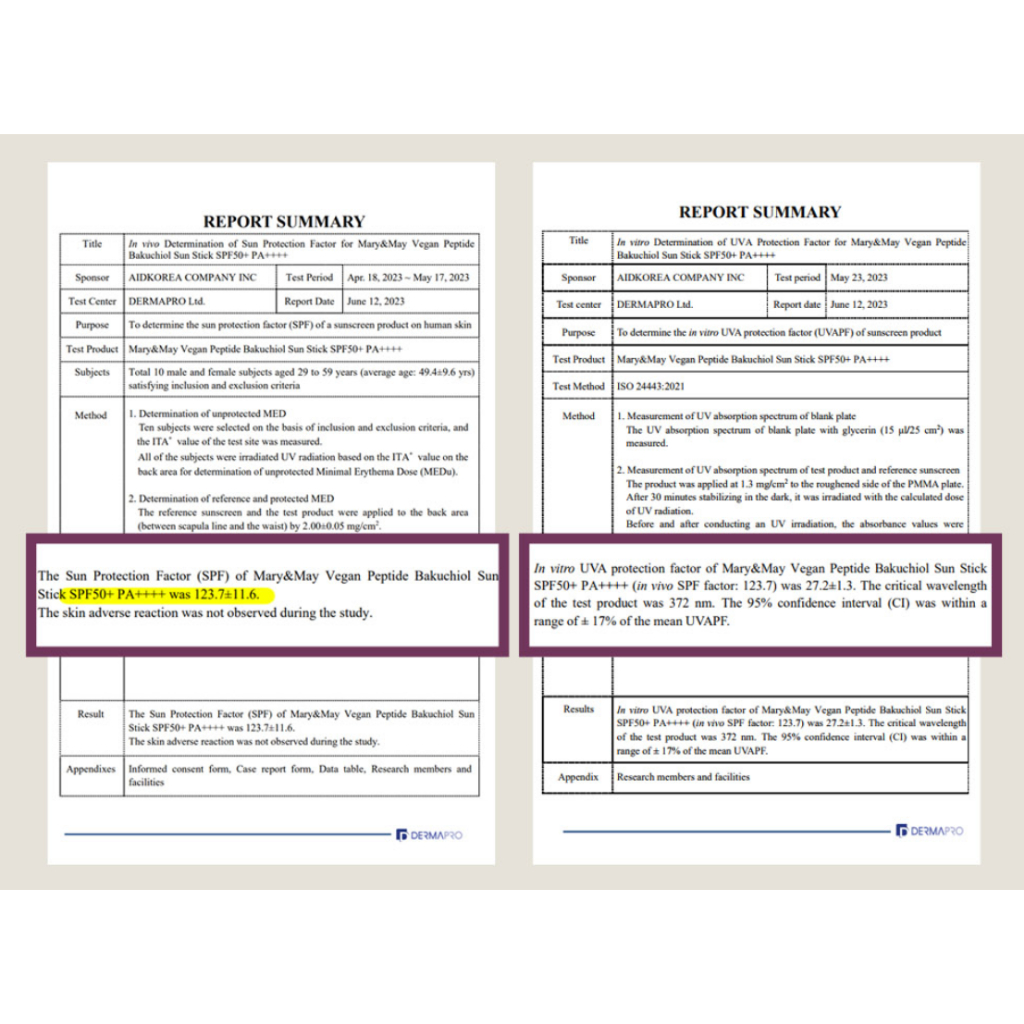 Thanh lăn chống nắng Mary&May Vegan Peptide Bakuchiol Sun Stick SPF50+ PA++++ ngăn ngừa lão hóa, nhanh chóng, tiện lợi