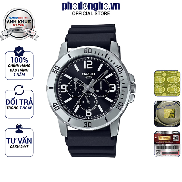 Đồng hồ nam dây nhựa Casio Anh Khuê MTP-VD300-1BUDF