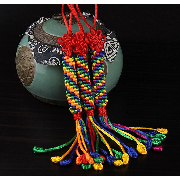 Dây ngũ sắc Phật Giáo Tây Tạng, Chỉ ngũ sắc Phong Thủy, Nút Thắt Kim Cang Treo Túi, Vali, Bàn Làm Việc