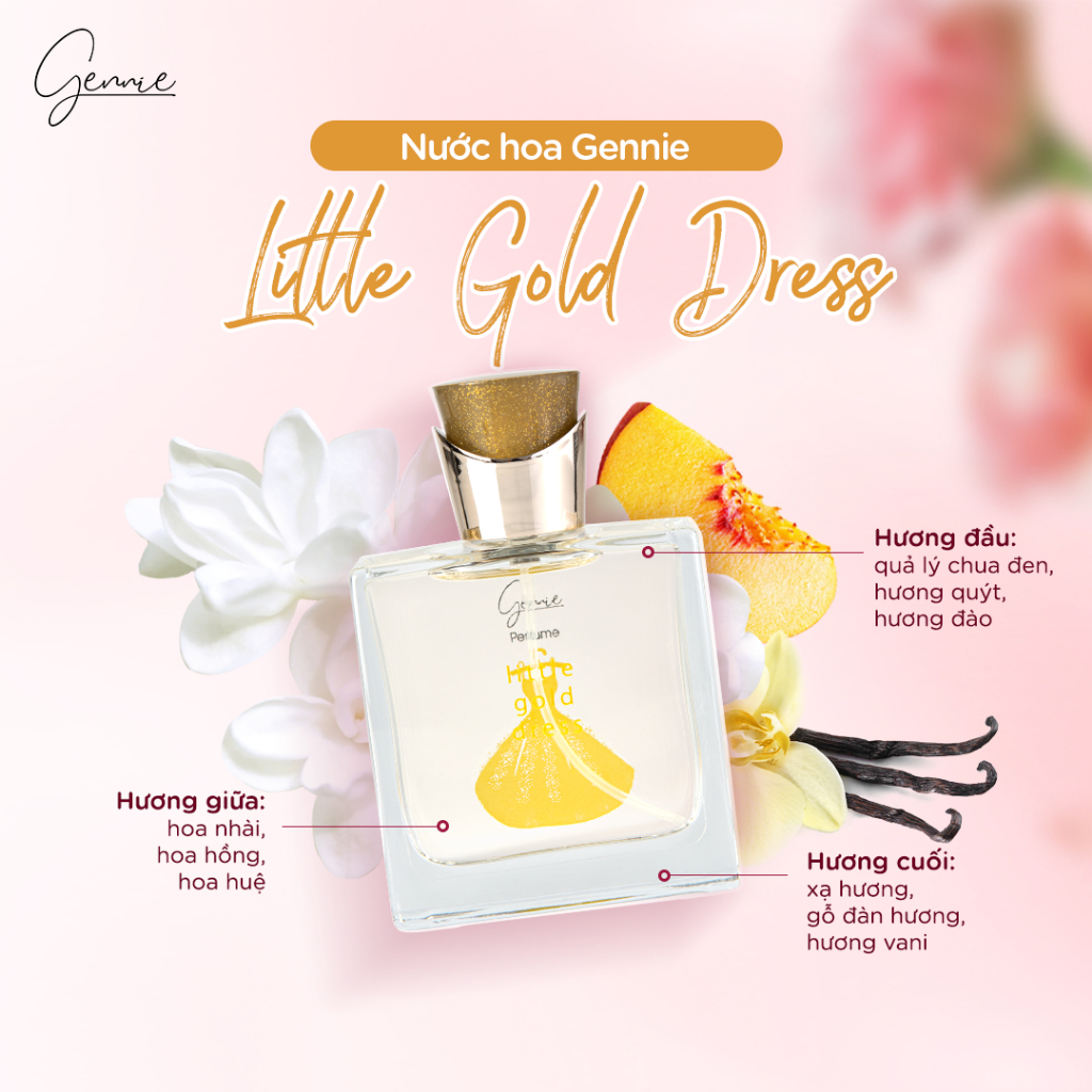 [TẶNG Ủ TÓC FINO] Nước Hoa Nữ Gennie Little Dress hương thơm ngọt ngào, thời thượng 50ml