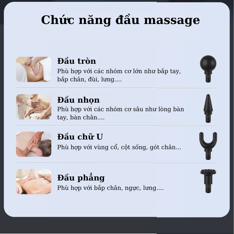 Máy massage cầm tay đấm lưng có chức năng chườm nóng và xung điện 4 đầu 12 chế độ cao cấp