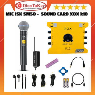 Mic Thu Âm | Micro Livestream Sound Card XOX K10 2020 & Mic ISK SM58 Hát Livestream Điện Thoại Máy Tính
