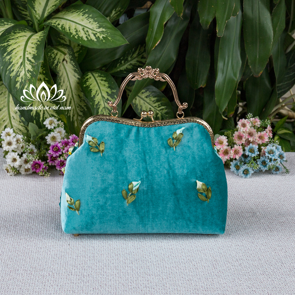 Túi nữ phong cách vintage, thêu ruy băng nổi bật độc đáo