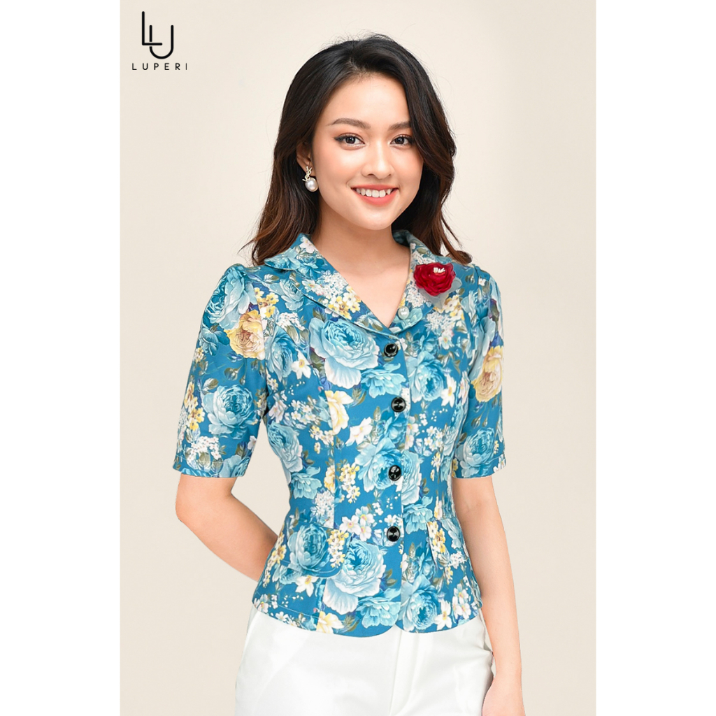 Áo Vest Hoa Nữ Cộc Tay Luperi LFVEST085 Nhẹ Nhàng Thanh Lịch Cho Nàng Đi Làm Đi Tiệc Sự Kiện